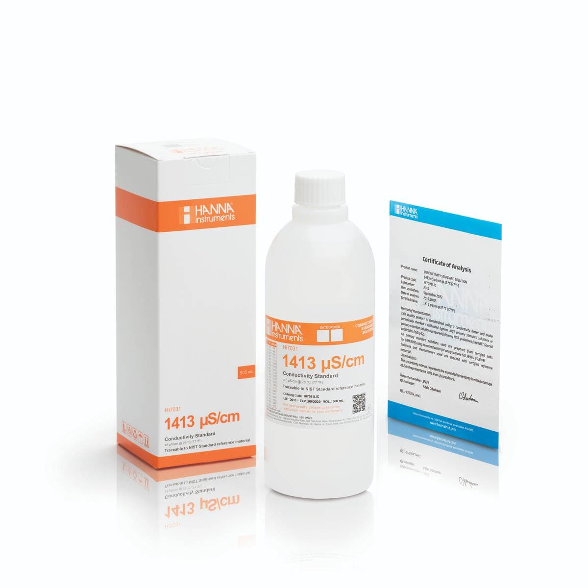 Kalibracijska raztopina EC s certifikatom HANNA HI7031L/C, 500 ml